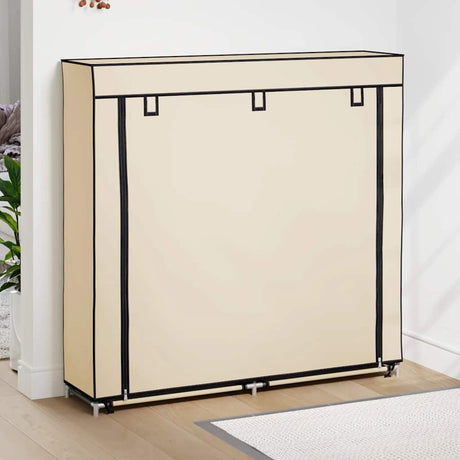 Vidaxl Shoe Cabinet med dækning 115x28x110 cm stof crème