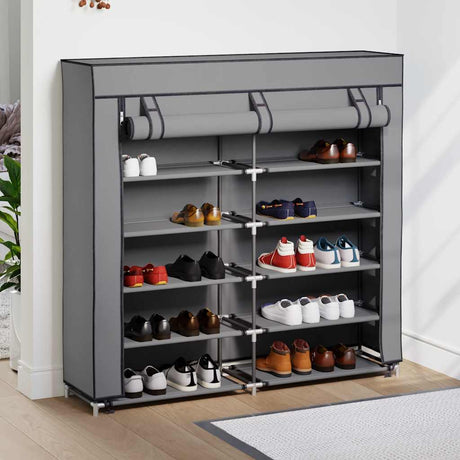 Vidaxl skoskab med dækning 115x28x110 cm stof grå