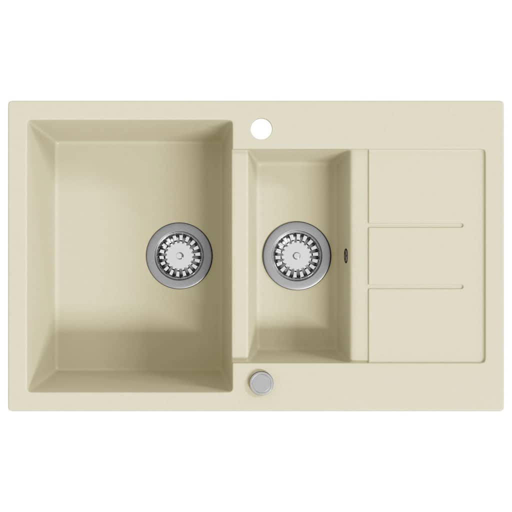 Vidaxl Sink Double Bins Granite Beige