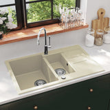 Vidaxl Sink Double Bins Granite Beige