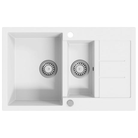 Vidaxl Sink Double Bins Granite White