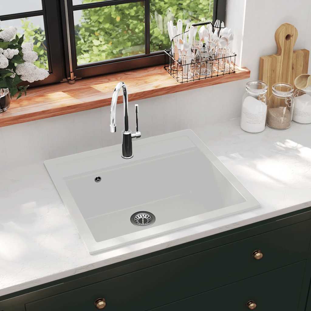 Vidaxl Sink Single Bowl of Granite White