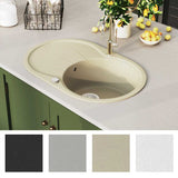 Vidaxl Sink Enkelt skål med oval granit beige