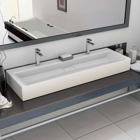 Vidaxl Washbasin 120x46x11 cm Mineral støbt marmor støbt hvid