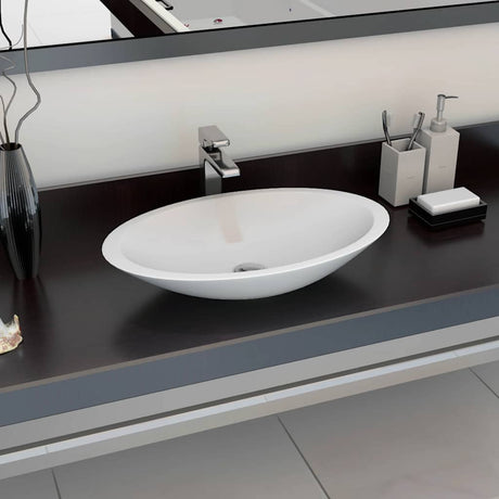 Vidaxl Washbasin 59.3x35.1x10.7 cm Mineral støbt marmor støbt hvid