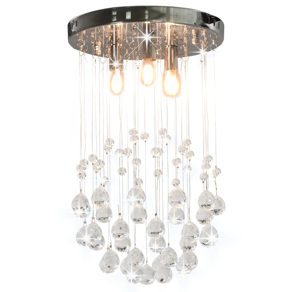 Vidaxl loftslampe med krystalperler omkring 3xg9 sølvfarvet