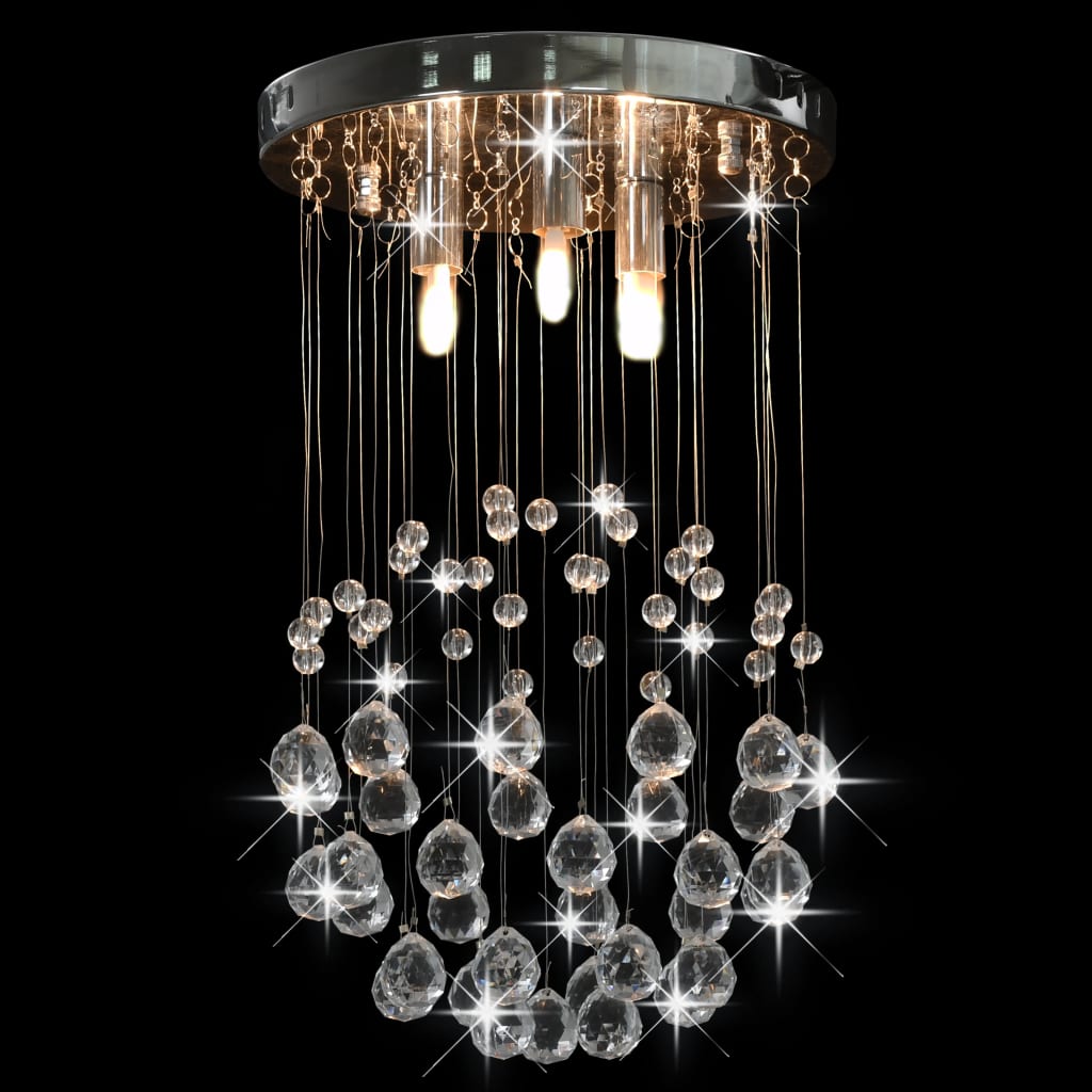 Vidaxl loftslampe med krystalperler omkring 3xg9 sølvfarvet