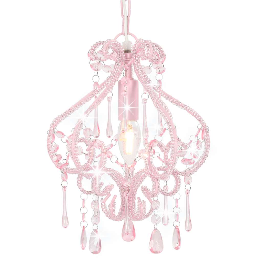 Vidaxl loftlampe med perler omkring E14 lyserød