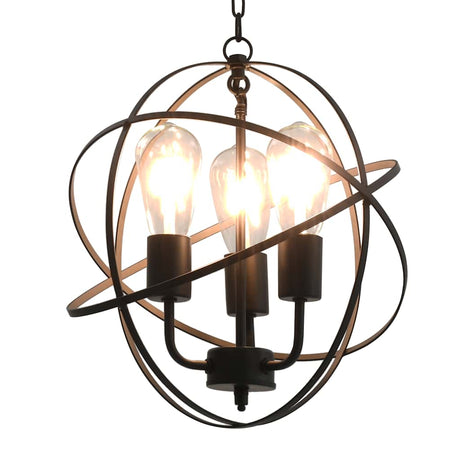 Vidaxl hængende lampe omkring 3xe27 sort