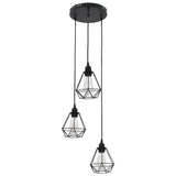 Vidaxl loftlampe med diamantform 3xe27 sort