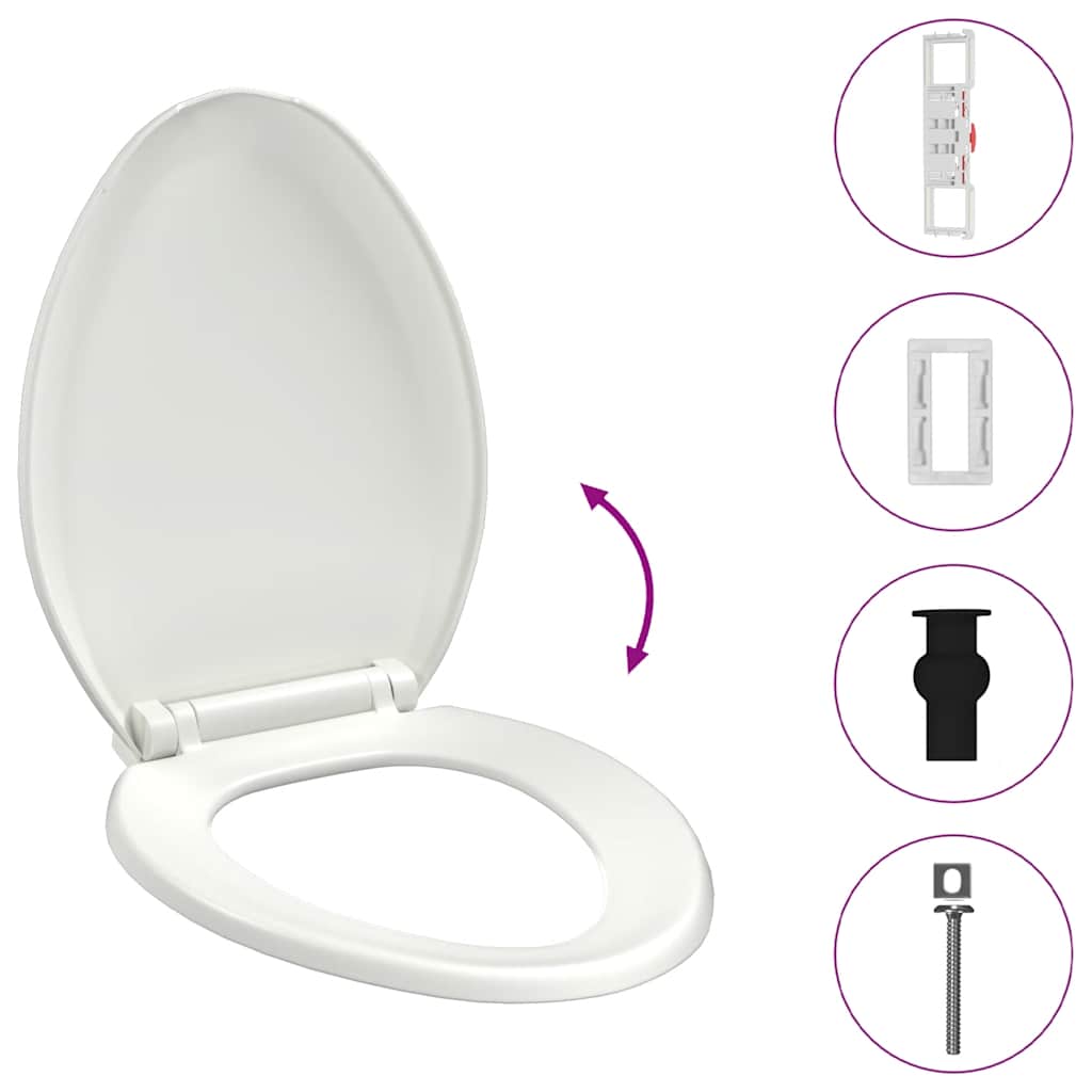 Vidaxl toilet sæde blødt tæt med hurtig frigivelse design hvid