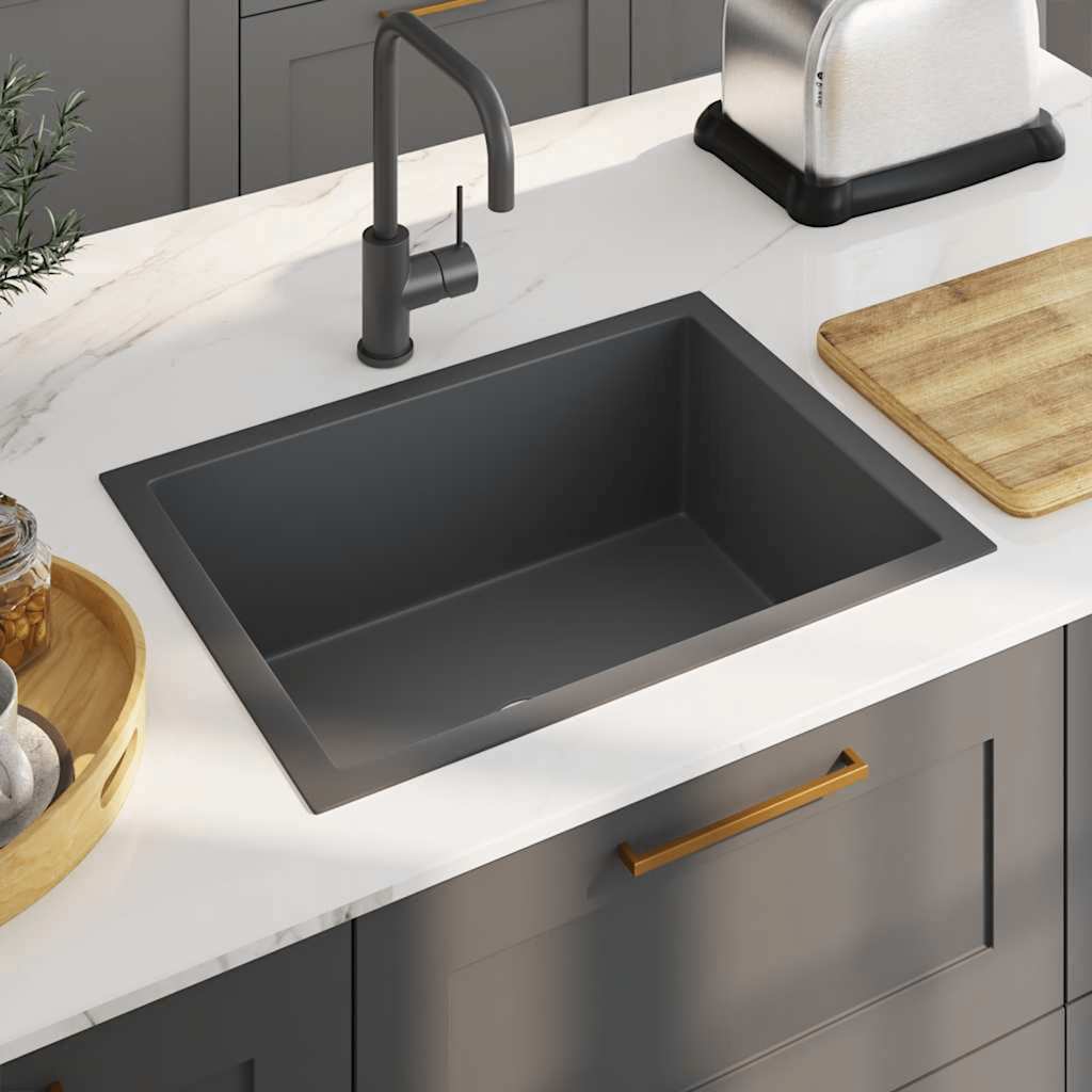 Vidaxl Sink håndlavet rustfrit stål sort