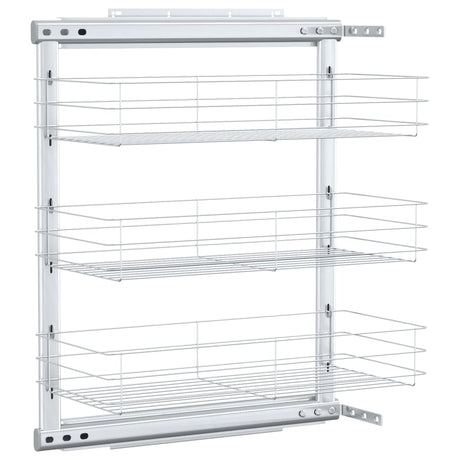 Vidaxl Wire Basket Kitchen Exttenable 3-lags 47x25x56 cm sølvfarvet