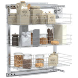 Vidaxl Wire Basket Kitchen Exttenable 3-lags 47x25x56 cm sølvfarvet