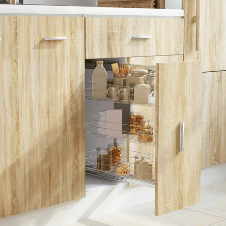 Vidaxl Wire Basket Kitchen Exttenable 3-lags 47x25x56 cm sølvfarvet