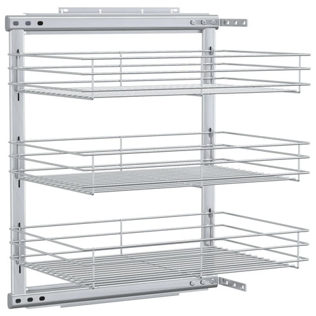 Vidaxl Wire Basket Kitchen Exttenable 3-lag 47x35x56 cm sølvfarvet