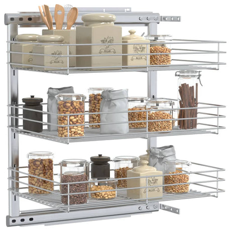 Vidaxl Wire Basket Kitchen Exttenable 3-lag 47x35x56 cm sølvfarvet
