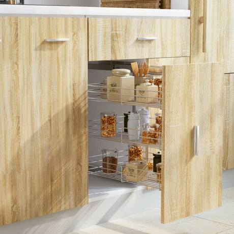 Vidaxl Wire Basket Kitchen Exttenable 3-lag 47x35x56 cm sølvfarvet