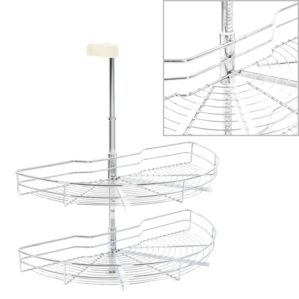Vidaxl Wire Basket Kitchen 2-lag 180 grader 75x38x80 cm sølvfarvet
