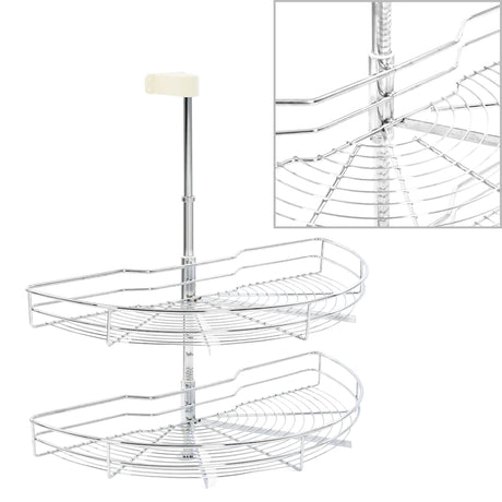 Vidaxl Wire Basket Kitchen 2-lag 180 grader 75x38x80 cm sølvfarvet