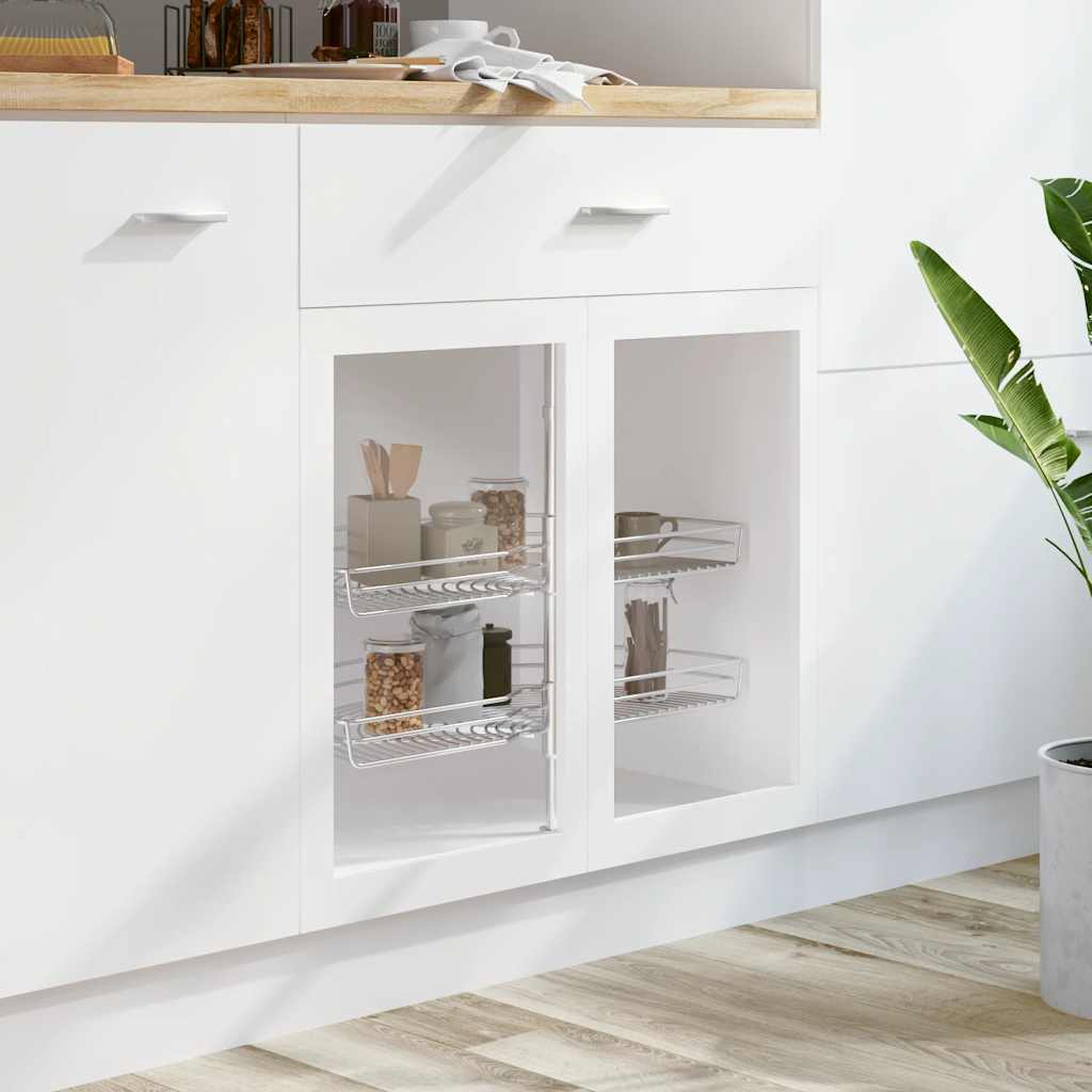 Vidaxl Wire Basket Kitchen 2-lag 180 grader 75x38x80 cm sølvfarvet