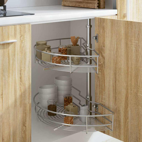 Vidaxl Wire Basket Kitchen 2-lag 180 grader 75x38x80 cm sølvfarvet
