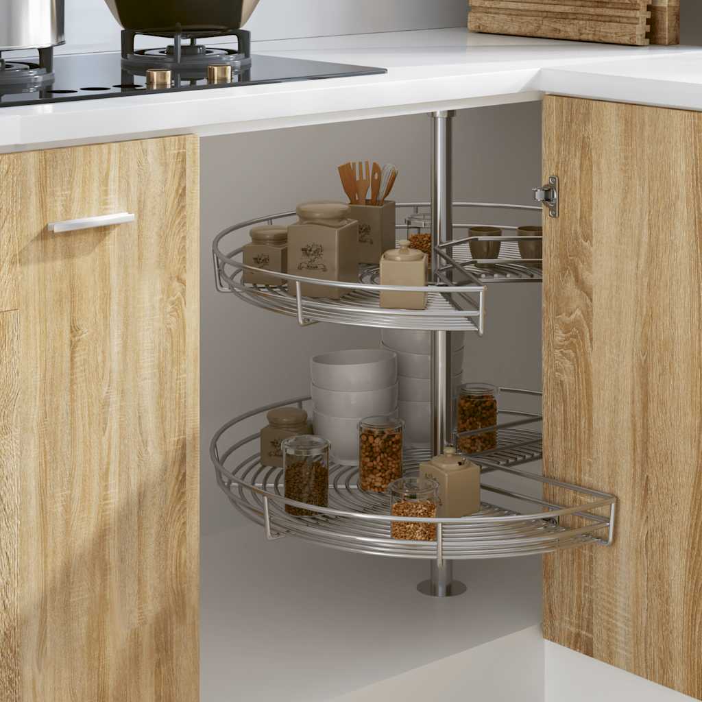Vidaxl Wire Basket Kitchen 2-lag 270 grader 71x71x80 cm sølvfarvet