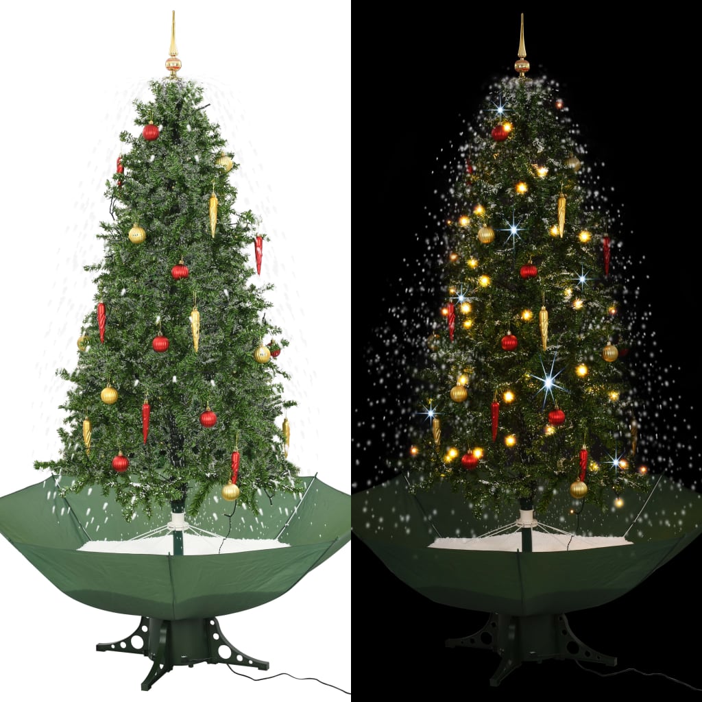 Vidaxx Christmas Tree Snowing med paraply base 190 cm grøn