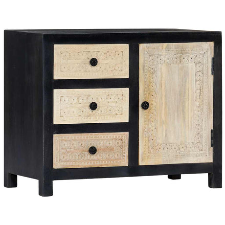 Vidaxl bijzetkast handgesneden 75x35x60 cm massief mangohout grijs