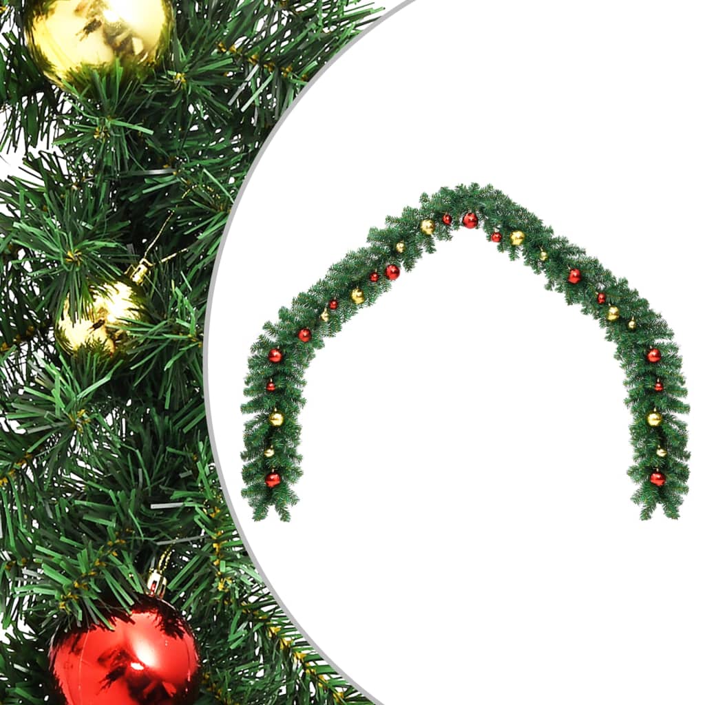Vidaxl Christmas Garland dekoreret med julekugler 20 m