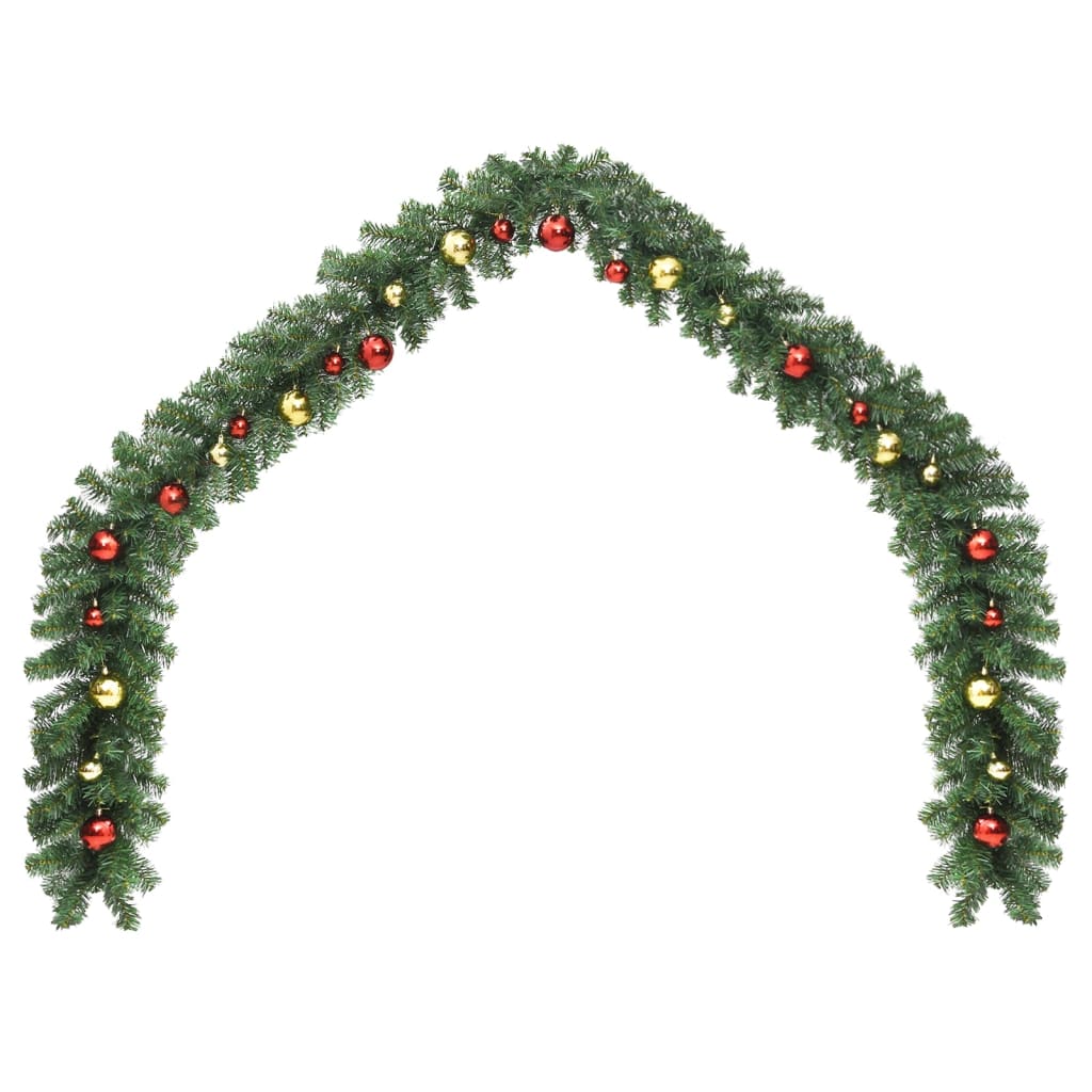 Vidaxl Christmas Garland dekoreret med julekugler 20 m