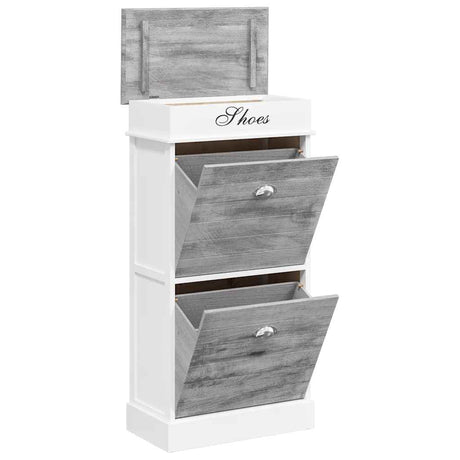 Vidaxl Shoe Cabinet 50x28x98 cm Paulowniahout Gray