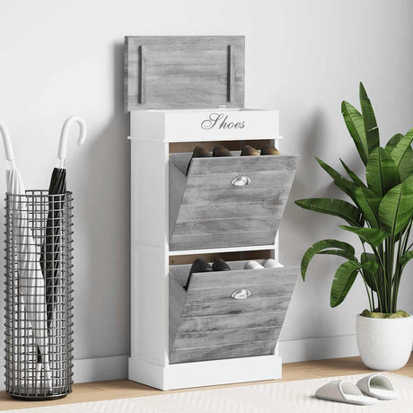 Vidaxl Shoe Cabinet 50x28x98 cm Paulowniahout Gray