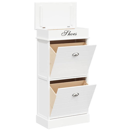 Vidaxl Shoe Cabinet 50x28x98 cm Paulowniahout White