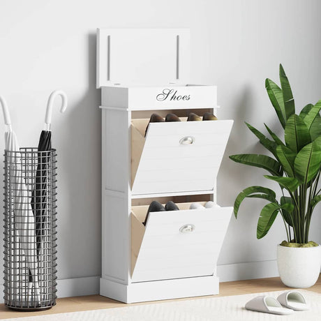 Vidaxl Shoe Cabinet 50x28x98 cm Paulowniahout White