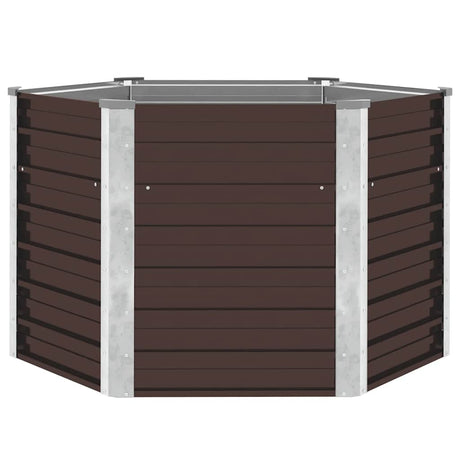 Vidaxl planter hævet 129x129x77 cm galvaniseret stålbrun