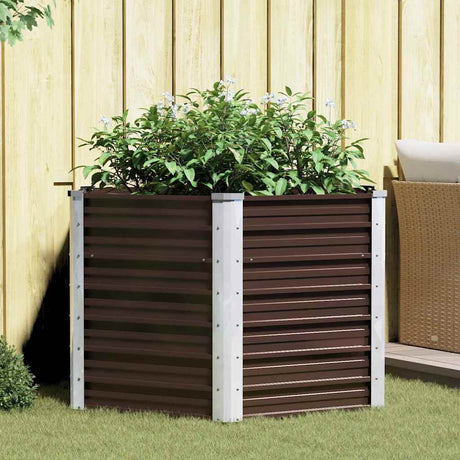 Vidaxl planter hævet 129x129x77 cm galvaniseret stålbrun
