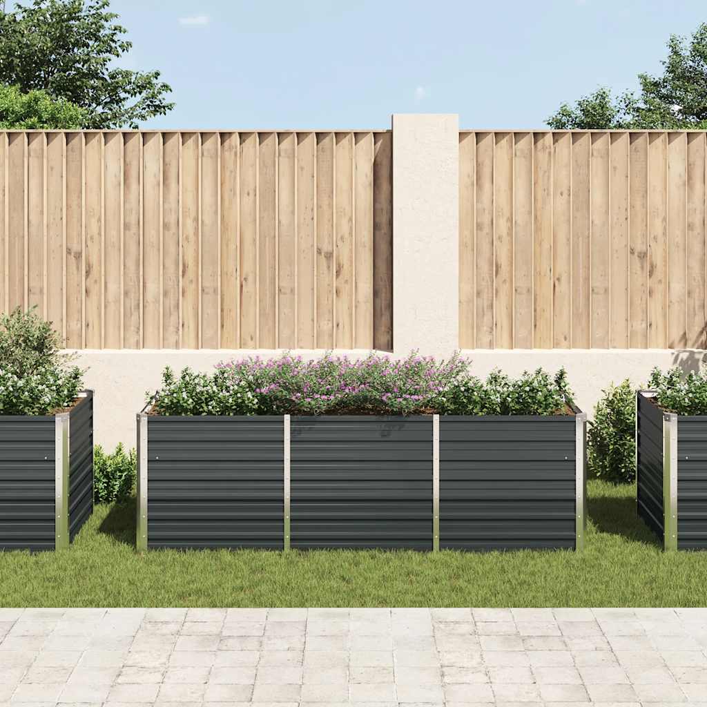 Vidaxl planter hævet 240x80x77 cm galvaniseret stål antracit