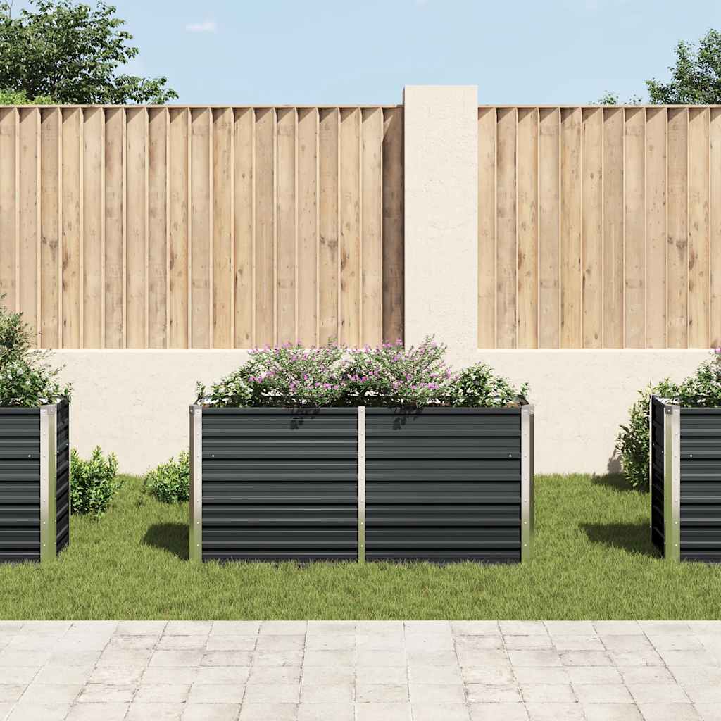 Vidaxl planter hævet 160x40x77 cm galvaniseret stål antracit