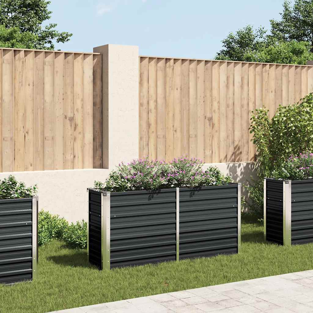 Vidaxl planter hævet 160x40x77 cm galvaniseret stål antracit