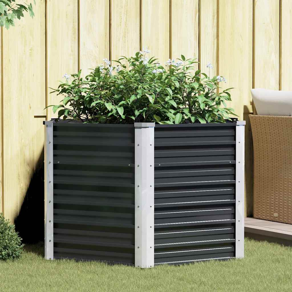 Vidaxl Planter hævet 129x129x77cm galvaniseret stål antracit