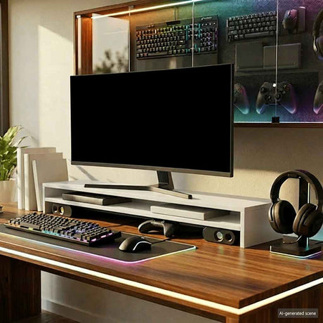 Vidaxl Monitor Standard 100x24x13 cm forarbejdet træhvide