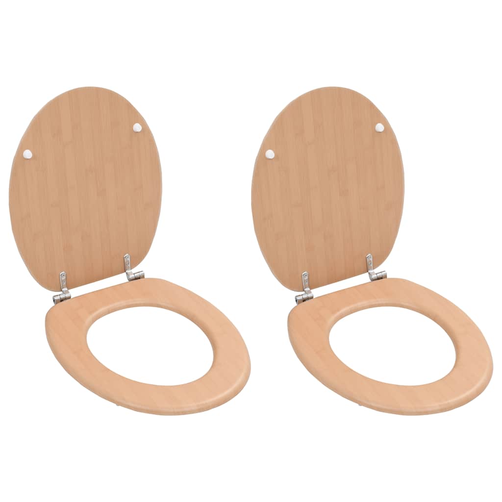 Vidaxl toiletsæder 2 stk med låg bambus design mdf