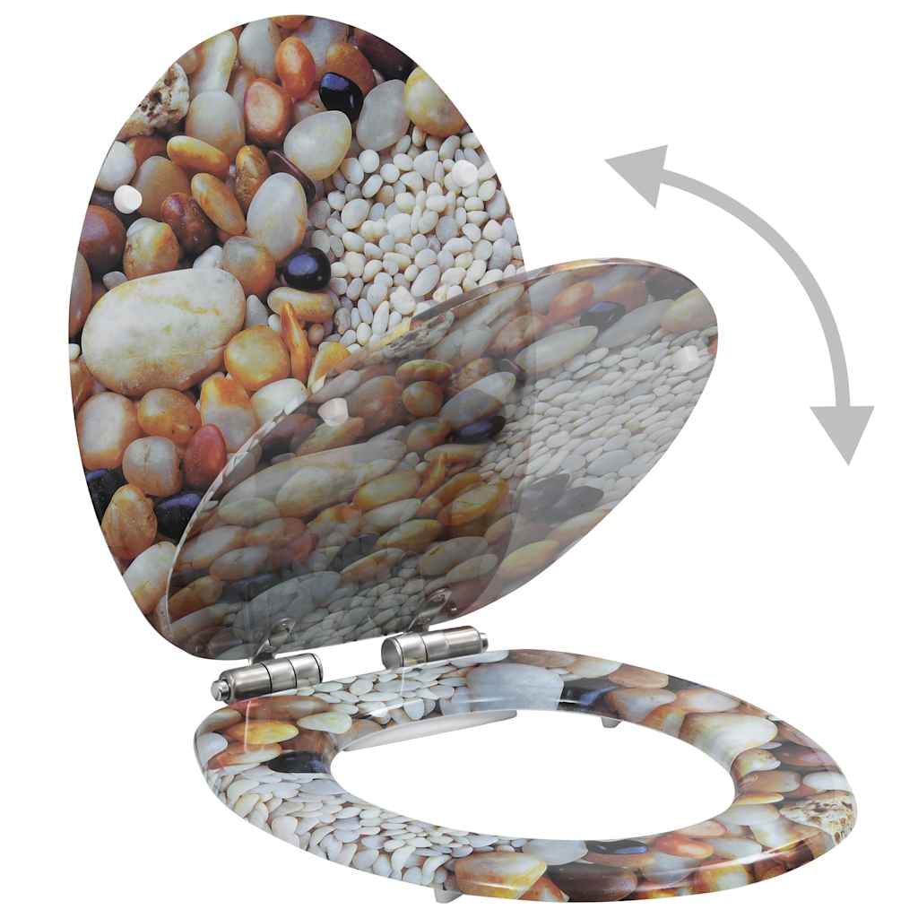 Vidaxl toiletsæder 2 stk med soft-close låg MDF pebble design