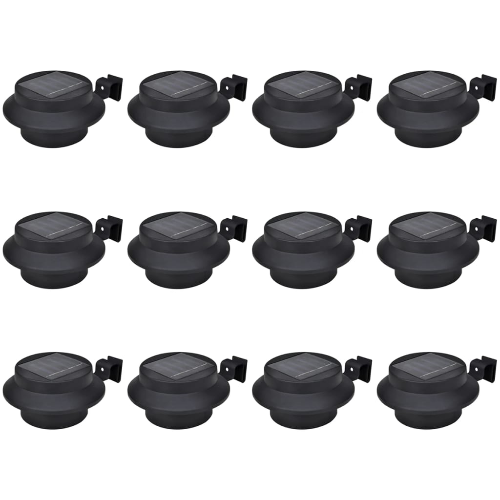 VidaXL hegnslys 12 stk solar LED sort