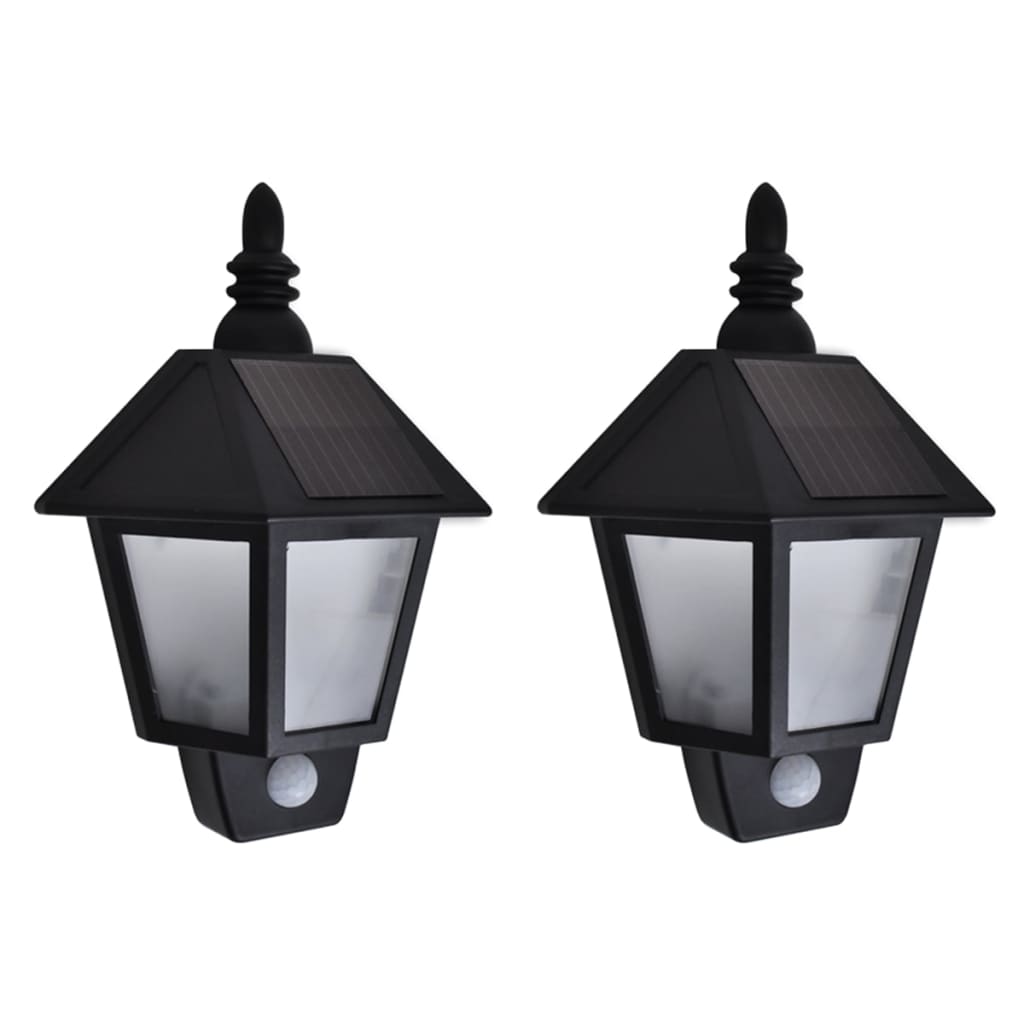 VidaXL solar wall lamps 2 pcs with motion sensor black