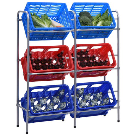 Vidaxx opbevaringsstativ til 6 kasser 96x33x116 cm håndtag sølvfarvet