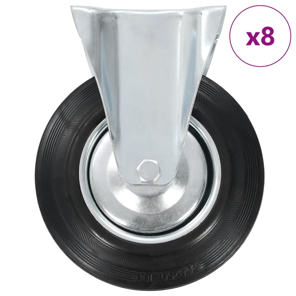 Vidaxl 8 stk hjul fast 200 mm