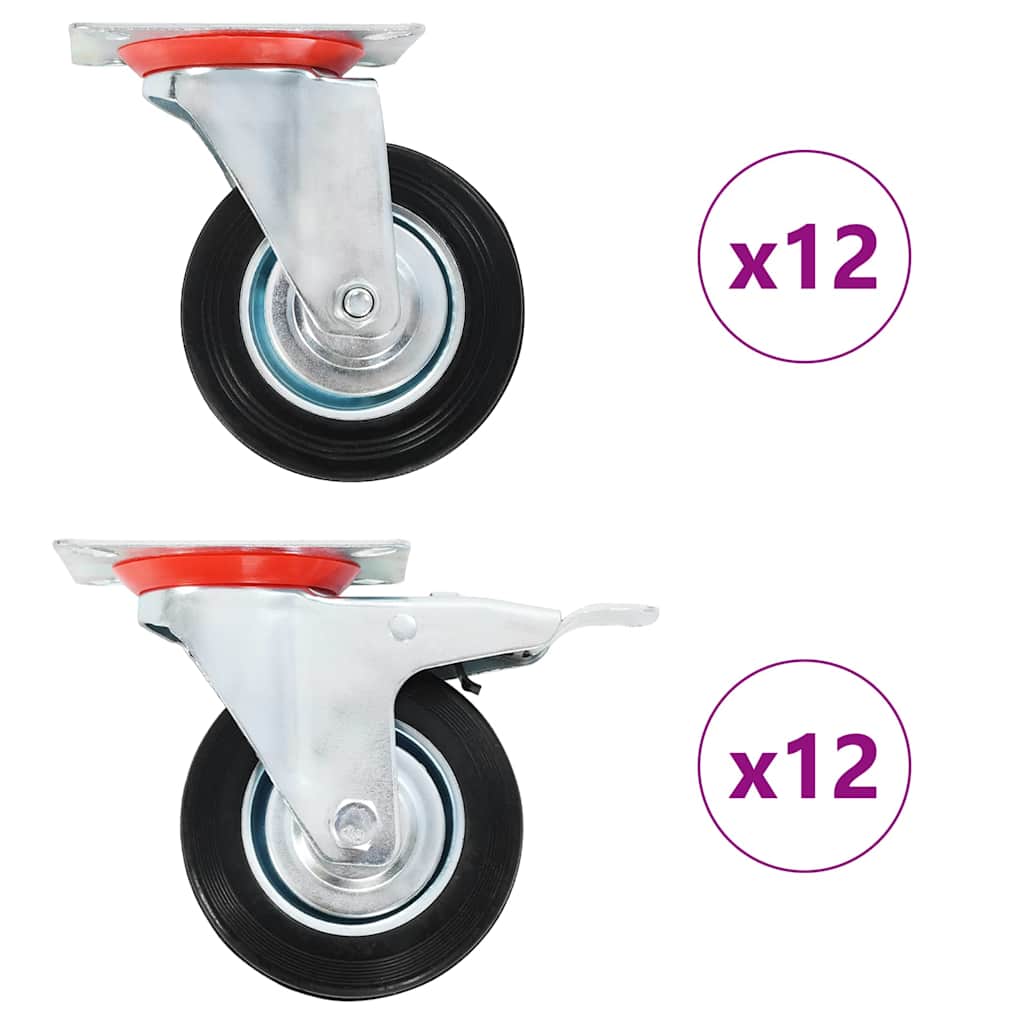 Vidaxl 24 pcs drejelige hjul 100 mm