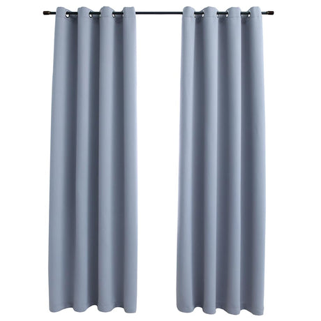 Vidaxl Curtain Blackout med metalringe 2 St 140x175 cm grå